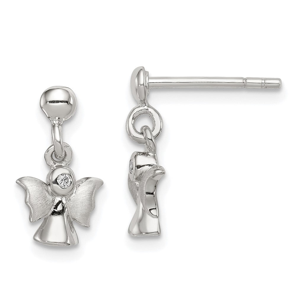 Sterling Silver Polished and Satin Angel Post Earrings