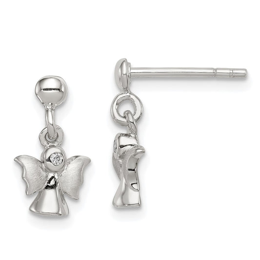 Sterling Silver Polished and Satin Angel Post Earrings