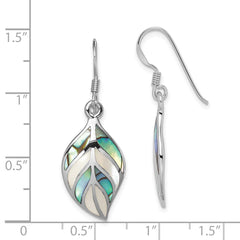 Rhodium-plated Sterling Silver Leaf MOP and Abalone Dangle Earrings