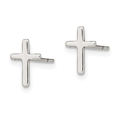Sterling Silver Polished Cross Post Earrings