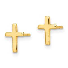 Yellow Gold-plated Sterling Silver Polished Cross Post Earrings