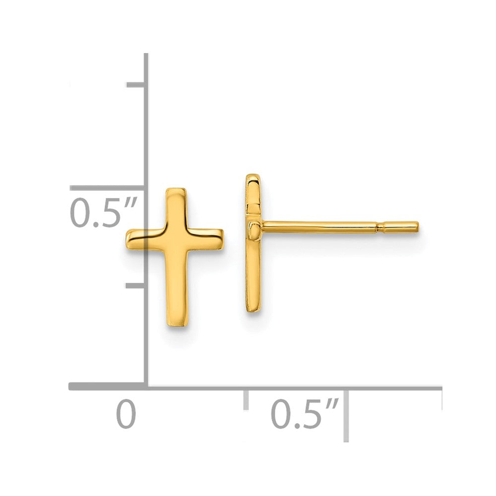 Yellow Gold-plated Sterling Silver Polished Cross Post Earrings