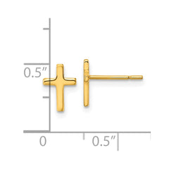 Yellow Gold-plated Sterling Silver Polished Cross Post Earrings