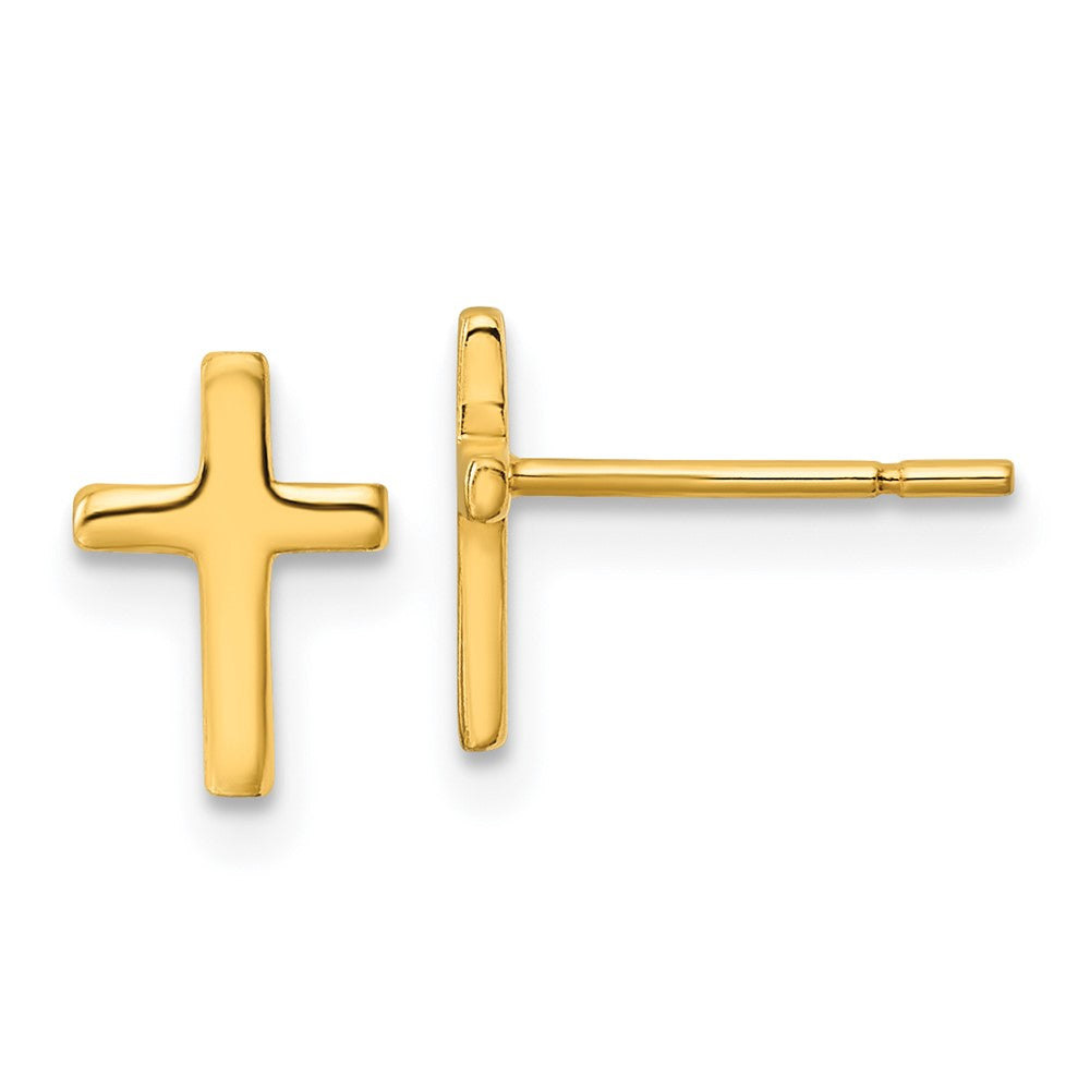 Yellow Gold-plated Sterling Silver Polished Cross Post Earrings