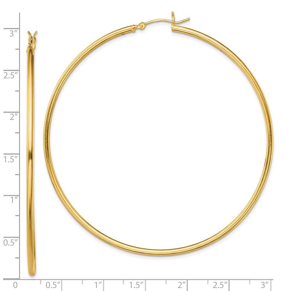 Yellow Gold-plated Sterling Silver Polished 2x70mm Hoop Earrings