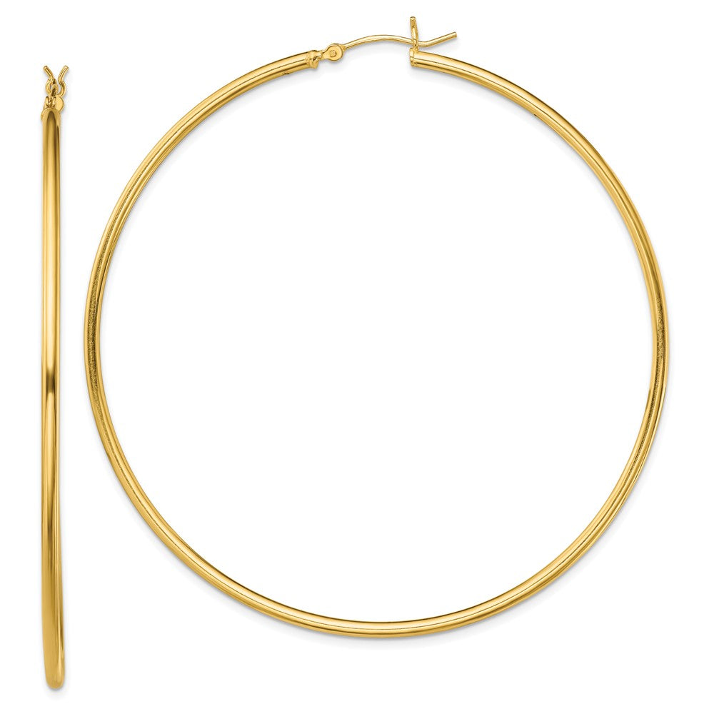Yellow Gold-plated Sterling Silver Polished 2x70mm Hoop Earrings
