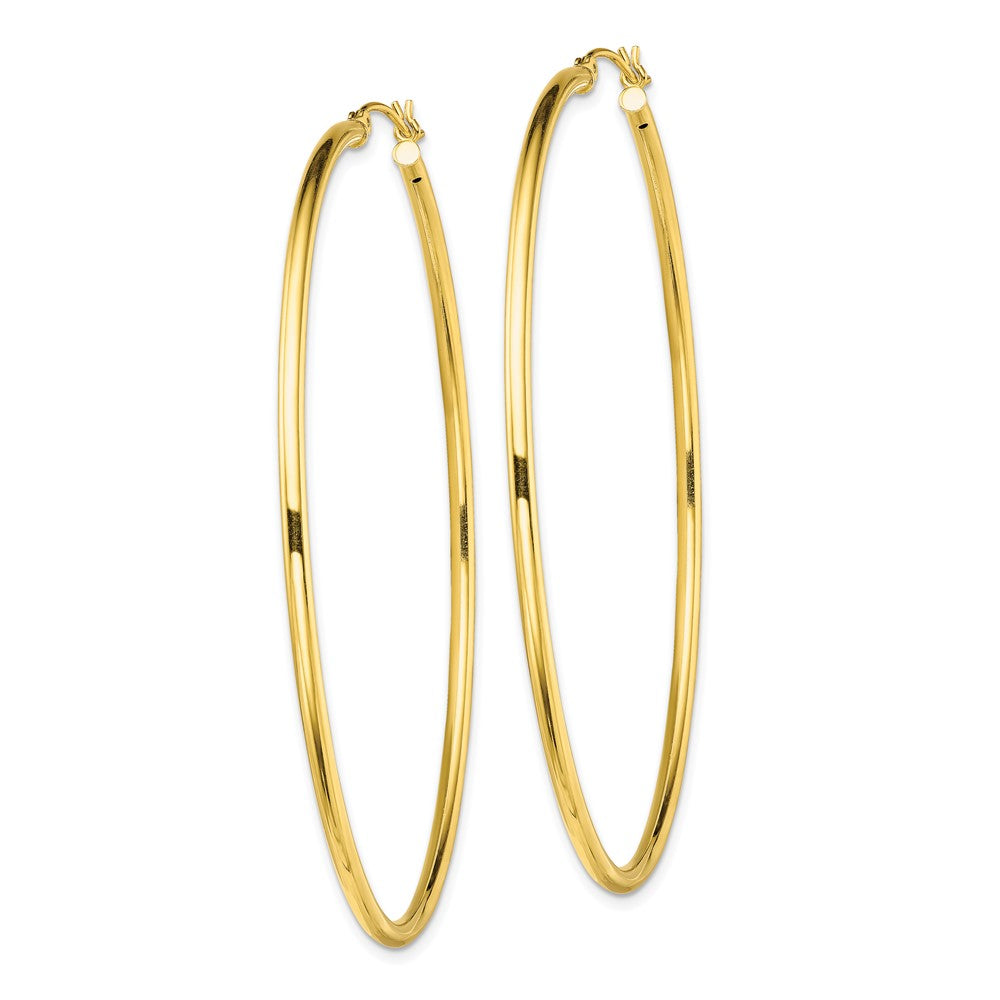 Yellow Gold-plated Sterling Silver Polished 2x65mm Hoop Earrings