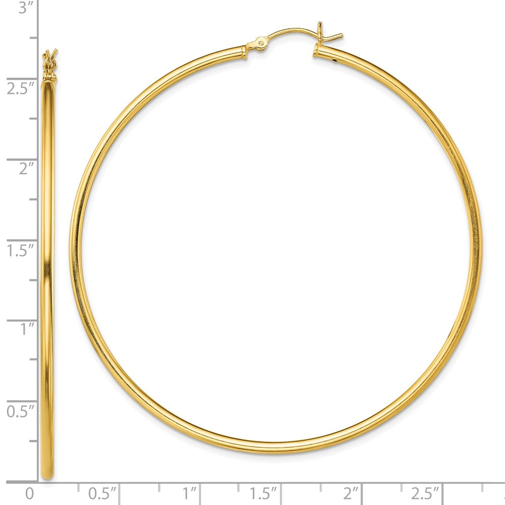 Yellow Gold-plated Sterling Silver Polished 2x65mm Hoop Earrings
