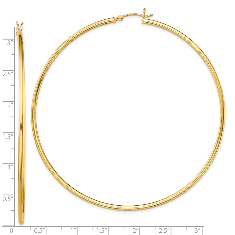 Yellow Gold-plated Sterling Silver Polished 2x80mm Hoop Earrings