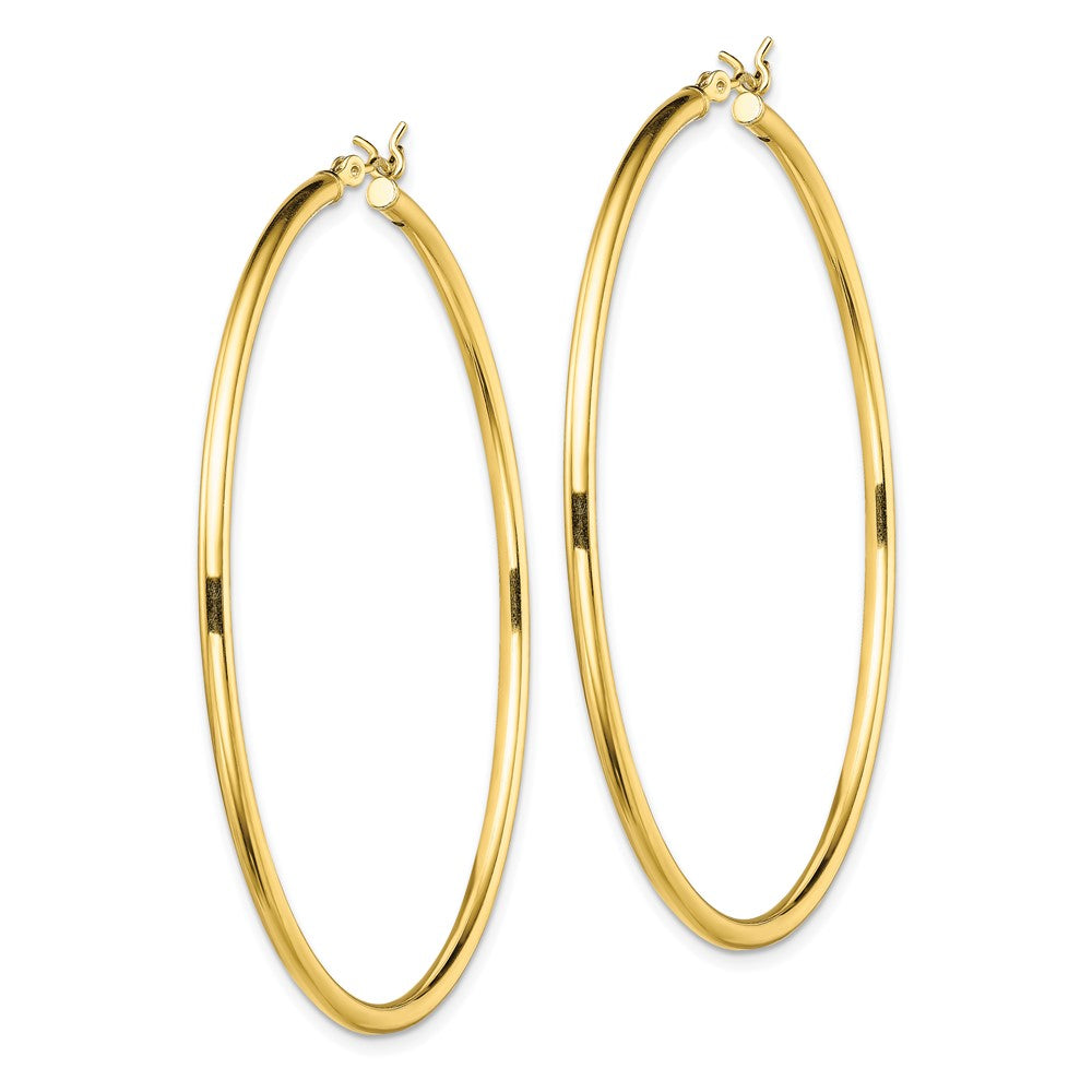 Yellow Gold-plated Sterling Silver Polished 2x55mm Hoop Earrings