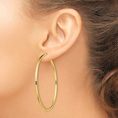 Yellow Gold-plated Sterling Silver Polished 2x55mm Hoop Earrings