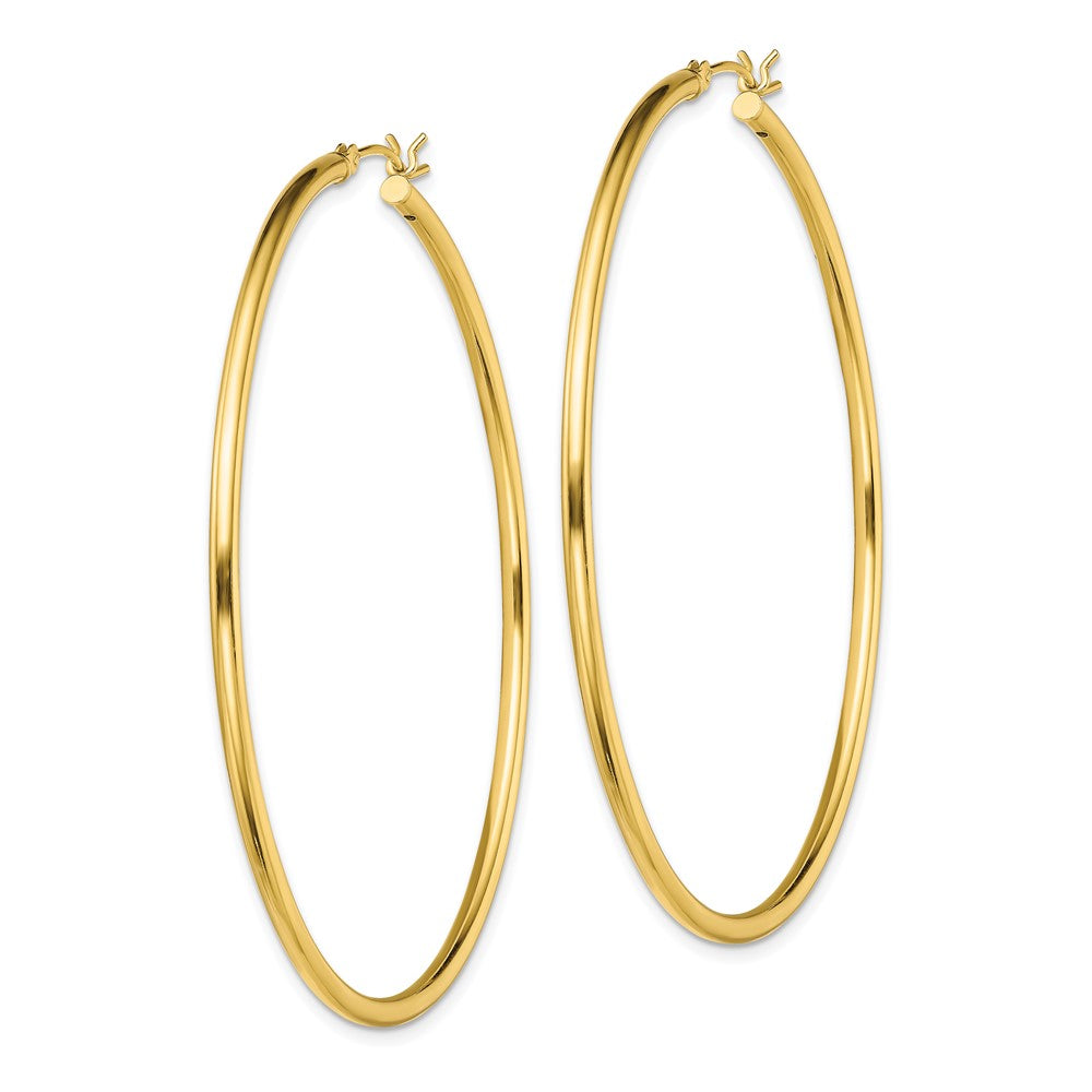 Yellow Gold-plated Sterling Silver Polished 2x60mm Hoop Earrings