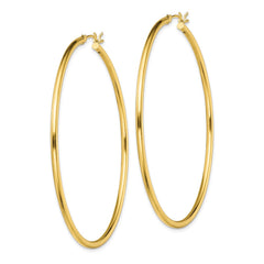 Yellow Gold-plated Sterling Silver Polished 2x60mm Hoop Earrings