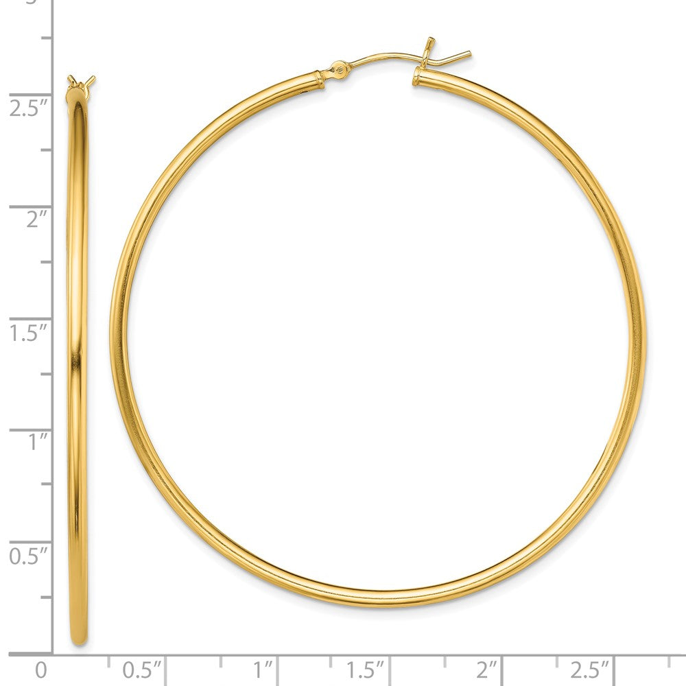 Yellow Gold-plated Sterling Silver Polished 2x60mm Hoop Earrings