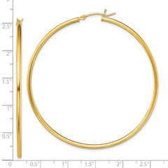 Yellow Gold-plated Sterling Silver Polished 2x60mm Hoop Earrings