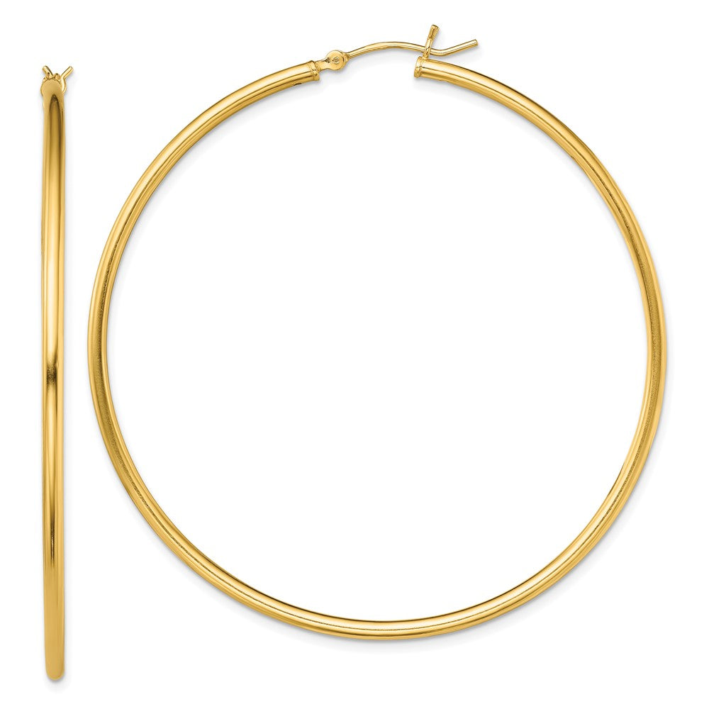 Yellow Gold-plated Sterling Silver Polished 2x60mm Hoop Earrings