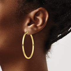 Yellow Gold-plated Sterling Silver Polished 2x45mm Hoop Earrings