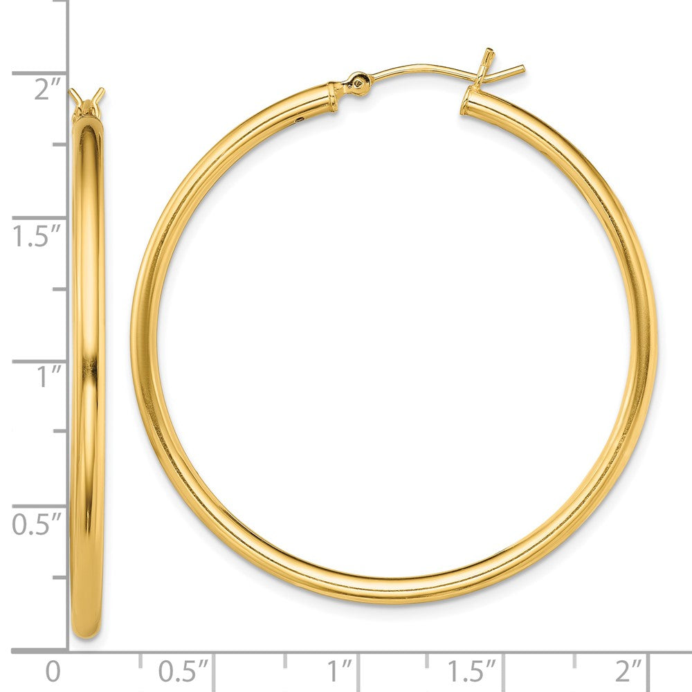 Yellow Gold-plated Sterling Silver Polished 2x45mm Hoop Earrings
