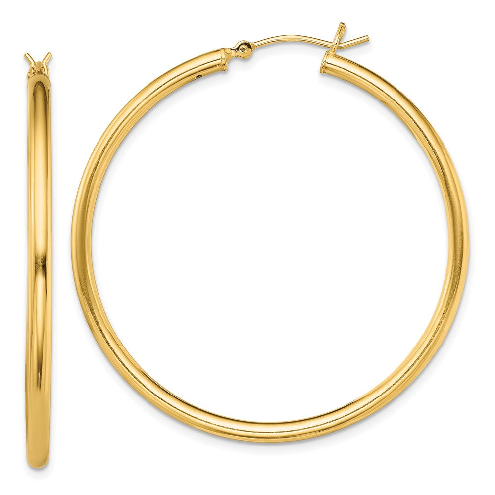 Yellow Gold-plated Sterling Silver Polished 2x45mm Hoop Earrings