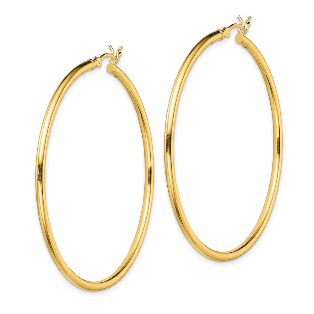 Yellow Gold-plated Sterling Silver Polished 2x50mm Hoop Earrings