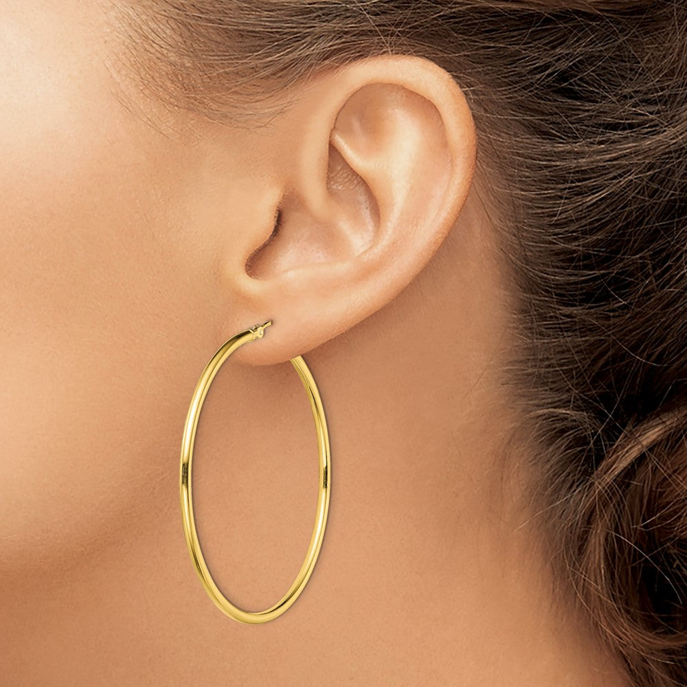 Yellow Gold-plated Sterling Silver Polished 2x50mm Hoop Earrings