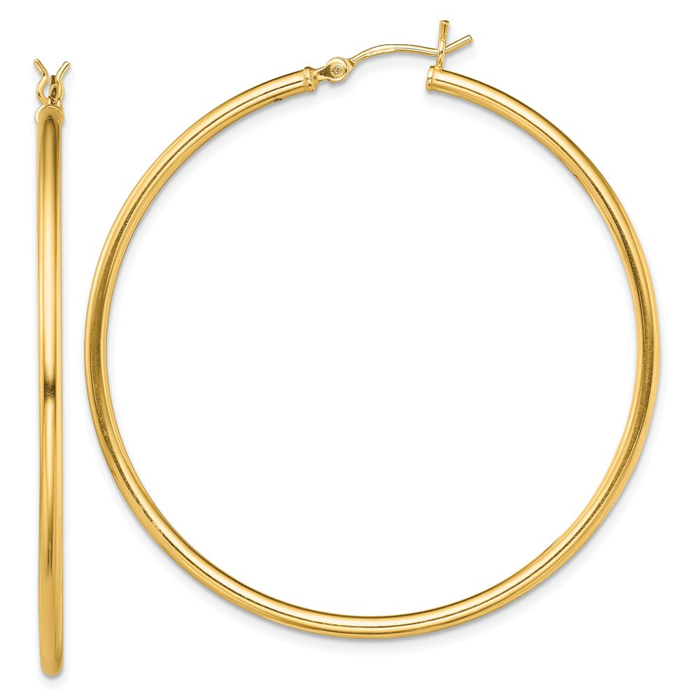 Yellow Gold-plated Sterling Silver Polished 2x50mm Hoop Earrings