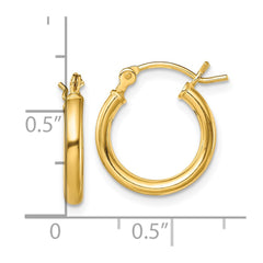 Yellow Gold-plated Sterling Silver Polished 2x14mm Hoop Earrings