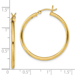 Yellow Gold-plated Sterling Silver Polished 2x30mm Hoop Earrings