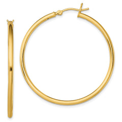 Yellow Gold-plated Sterling Silver Polished 2x40mm Hoop Earrings