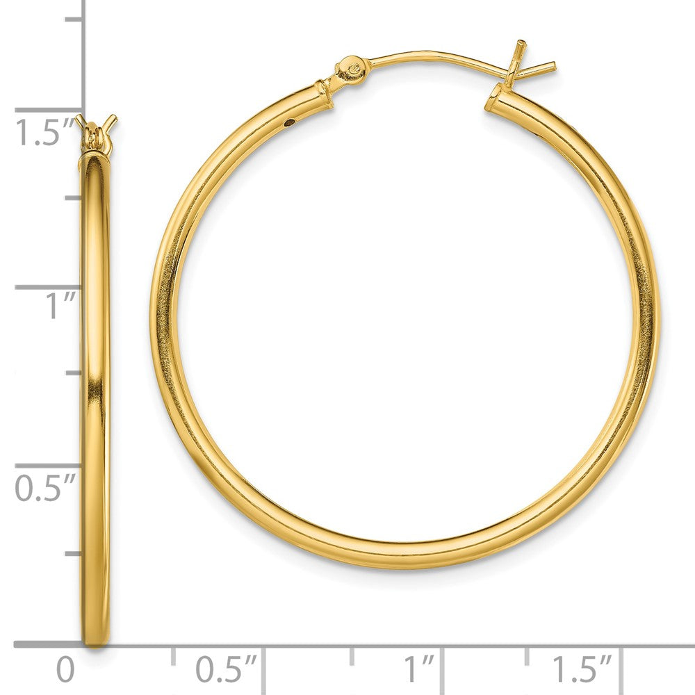 Yellow Gold-plated Sterling Silver Polished 2x35mm Hoop Earrings