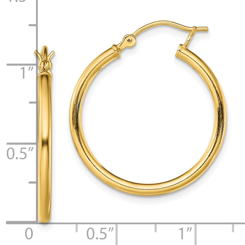 Yellow Gold-plated Sterling Silver Polished 2x25mm Hoop Earrings