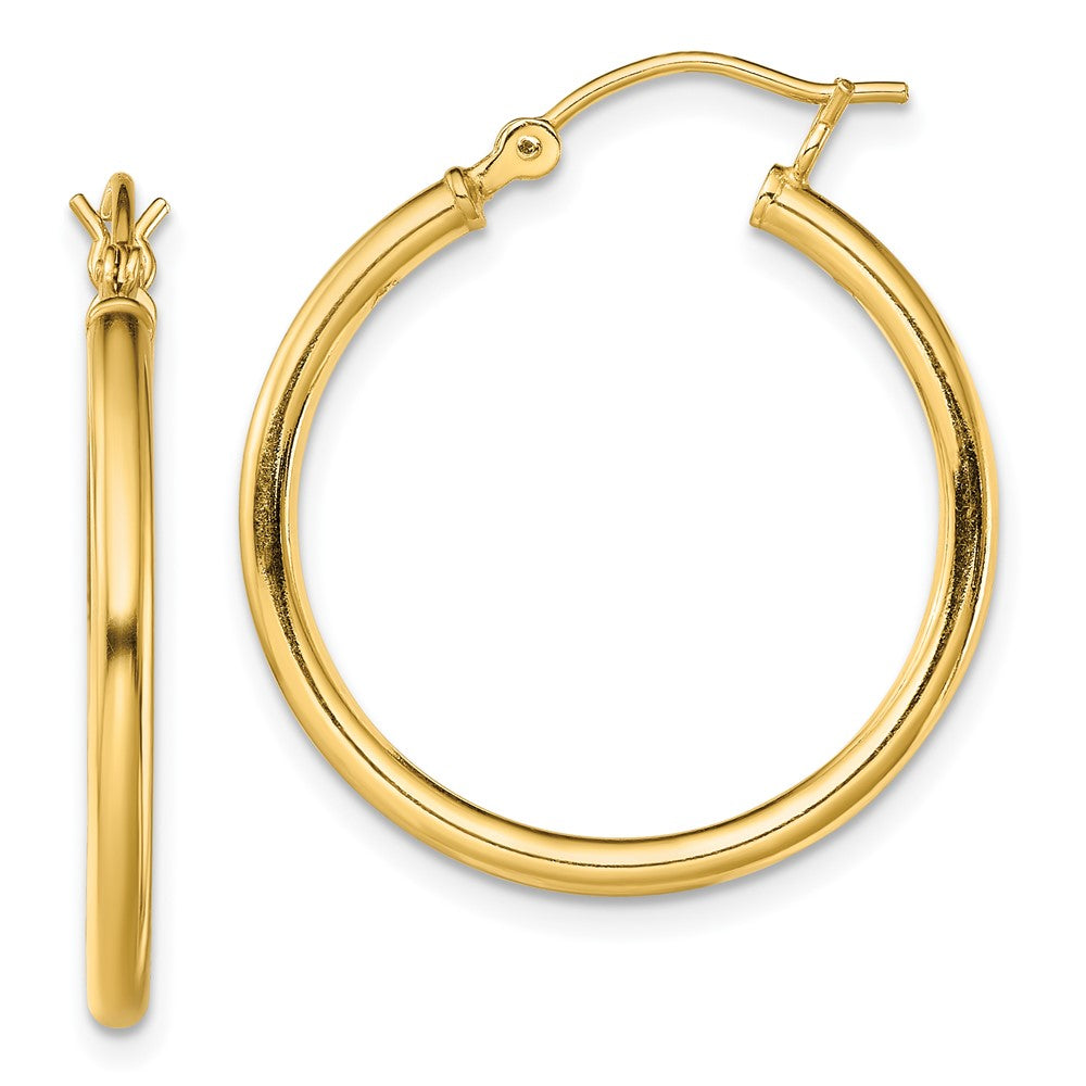 Yellow Gold-plated Sterling Silver Polished 2x25mm Hoop Earrings