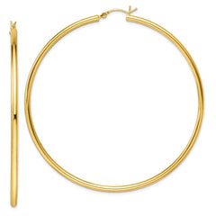 Yellow Gold-plated Sterling Silver Polished 2.5x70mm Hoop Earrings