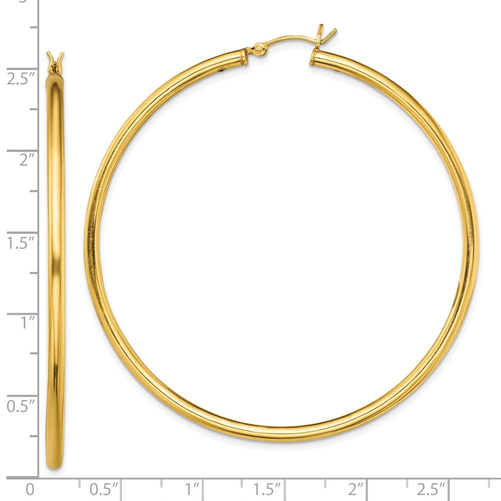 Yellow Gold-plated Sterling Silver Polished 2.5x60mm Hoop Earrings