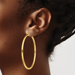 Yellow Gold-plated Sterling Silver Polished 2.5x55mm Hoop Earrings