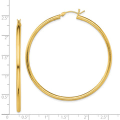 Yellow Gold-plated Sterling Silver Polished 2.5x55mm Hoop Earrings