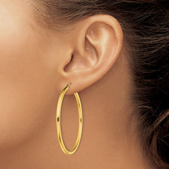 Yellow Gold-plated Sterling Silver Polished 2.5x45mm Hoop Earrings