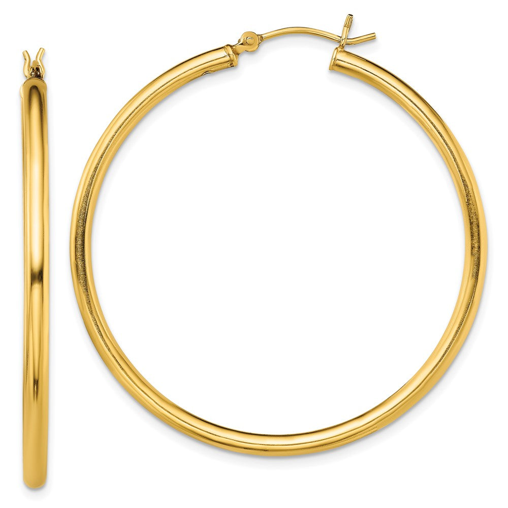 Yellow Gold-plated Sterling Silver Polished 2.5x45mm Hoop Earrings