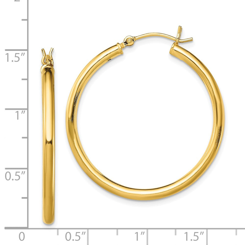 Yellow Gold-plated Sterling Silver Polished 2.5x35mm Hoop Earrings