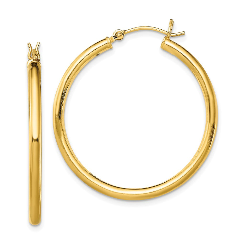 Yellow Gold-plated Sterling Silver Polished 2.5x35mm Hoop Earrings