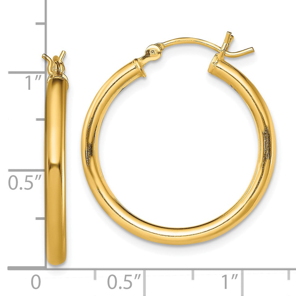 Yellow Gold-plated Sterling Silver Polished 2.5x25mm Hoop Earrings