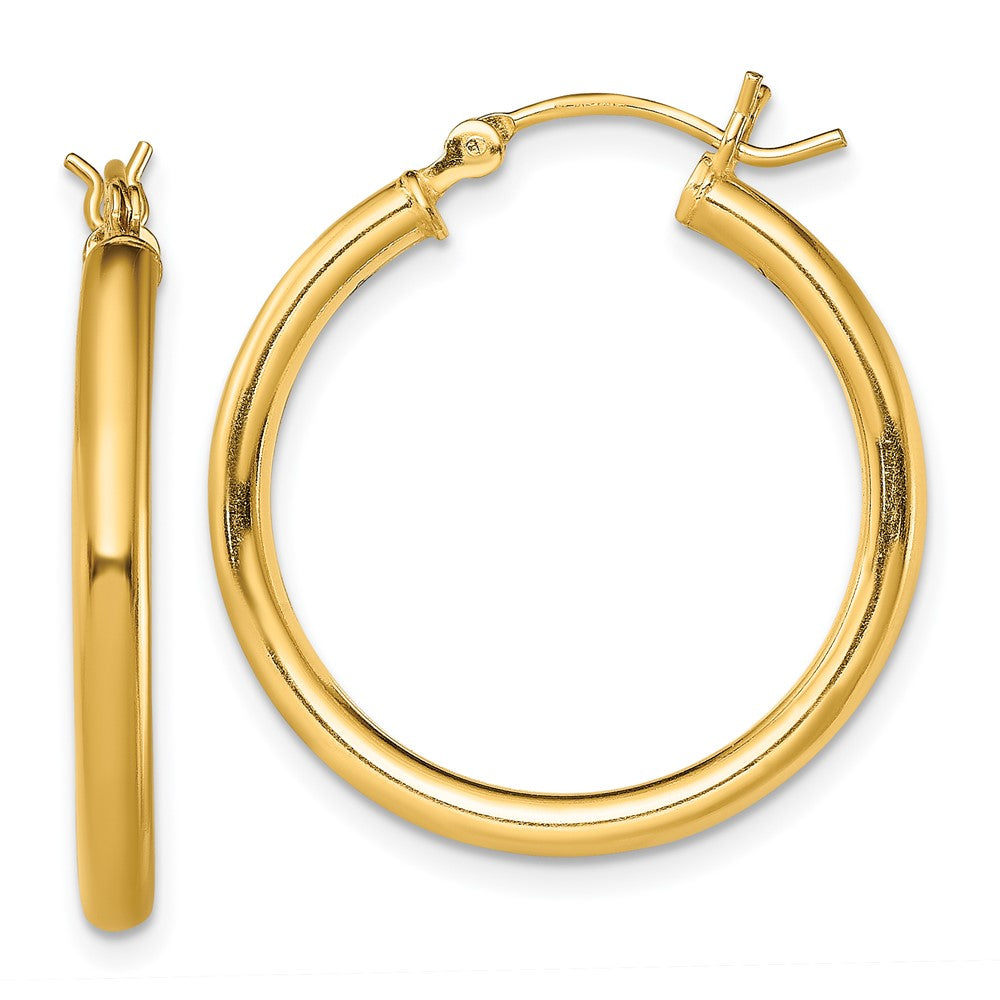 Yellow Gold-plated Sterling Silver Polished 2.5x25mm Hoop Earrings