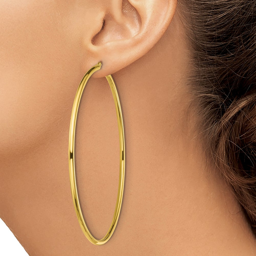 Yellow Gold-plated Sterling Silver Polished 2.5x80mm Hoop Earrings