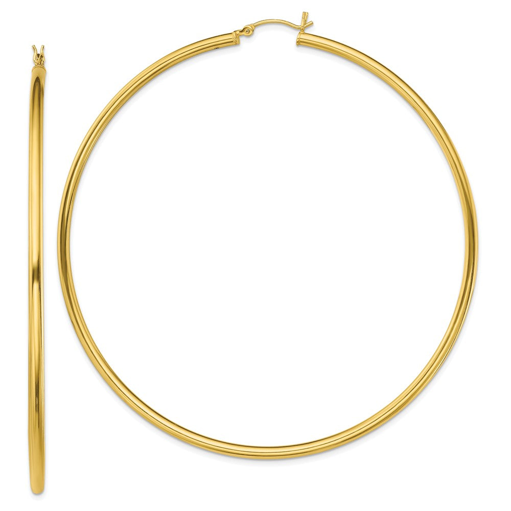 Yellow Gold-plated Sterling Silver Polished 2.5x80mm Hoop Earrings