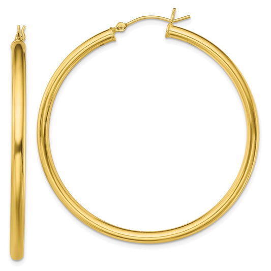 Yellow Gold-plated Sterling Silver Polished 3x50mm Hoop Earrings