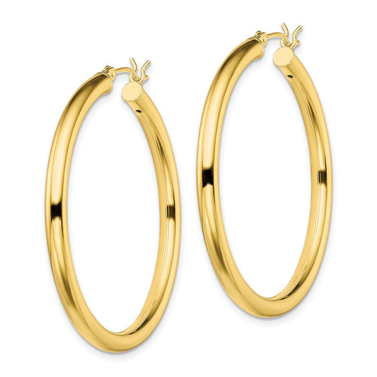 Yellow Gold-plated Sterling Silver Polished 3x40mm Hoop Earrings