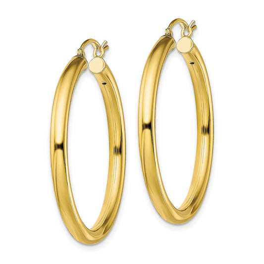 Yellow Gold-plated Sterling Silver Polished 3x35mm Hoop Earrings