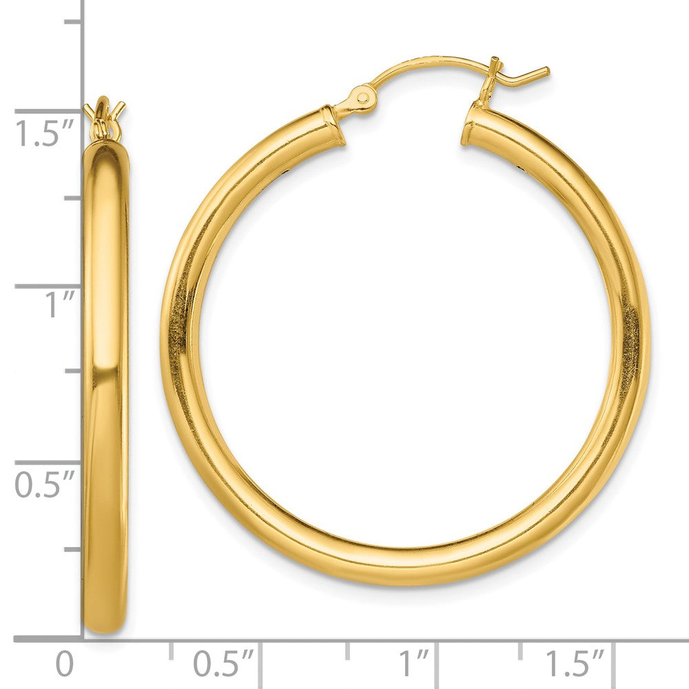 Yellow Gold-plated Sterling Silver Polished 3x35mm Hoop Earrings