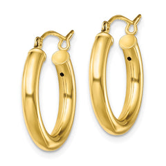 Yellow Gold-plated Sterling Silver Polished 3x20mm Hoop Earrings