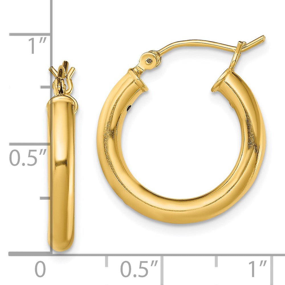 Yellow Gold-plated Sterling Silver Polished 3x20mm Hoop Earrings
